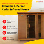 Klondike 4-Person Cedar Infrared Sauna with 9 Heaters