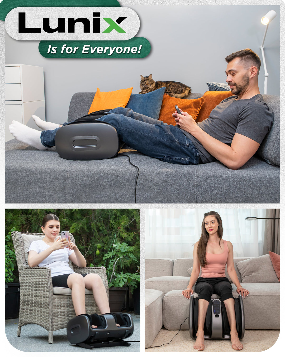 Lunix LX21 Foot and Calf Massager, Gray