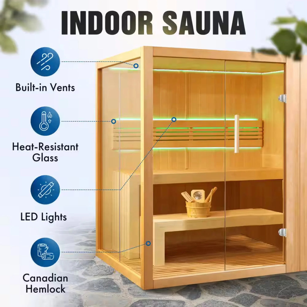 ALEKO Canadian Hemlock Traditional Indoor Sauna (4-6 People)