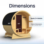 ALEKO Traditional Barrel Sauna with Canopy (2-4 Person; Outdoor/Indoor)
