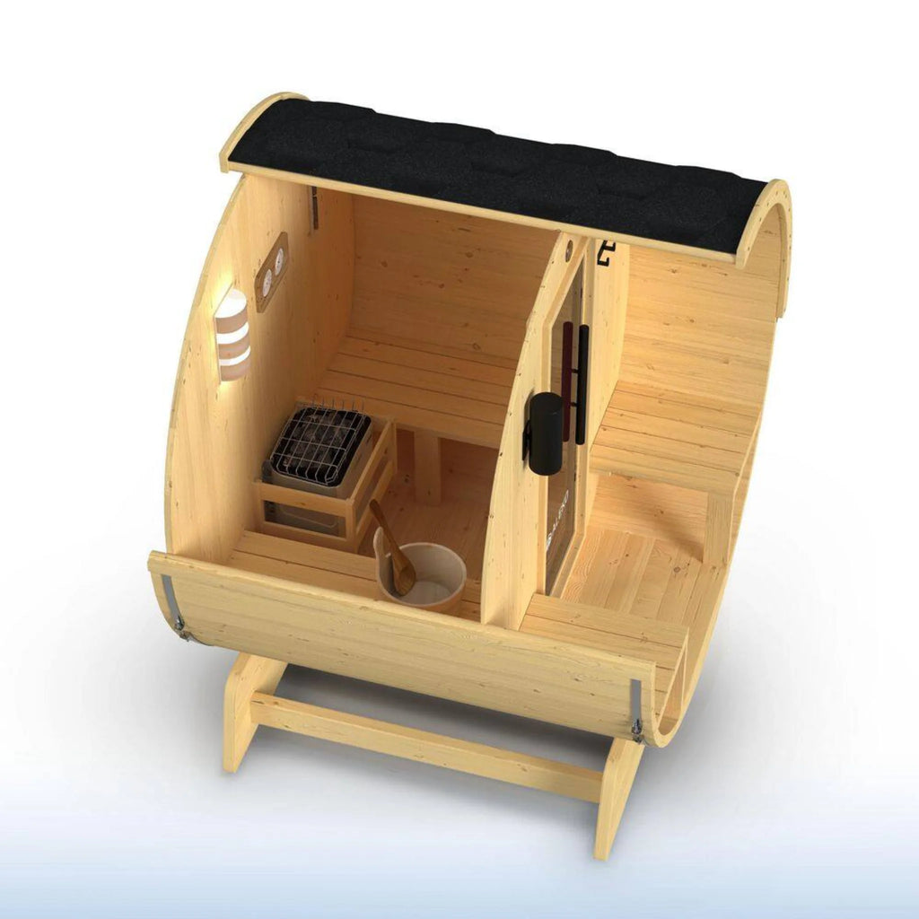 ALEKO Traditional Barrel Sauna with Canopy (2-4 Person; Outdoor/Indoor)