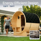 ALEKO Traditional Barrel Sauna with Canopy (2-4 Person; Outdoor/Indoor)