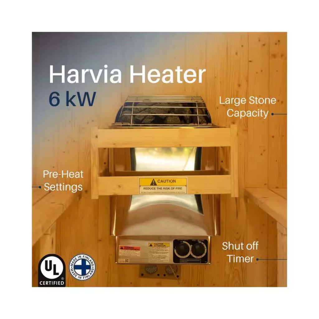 ALEKO Traditional Barrel Sauna with Canopy (2-4 Person; Outdoor/Indoor)