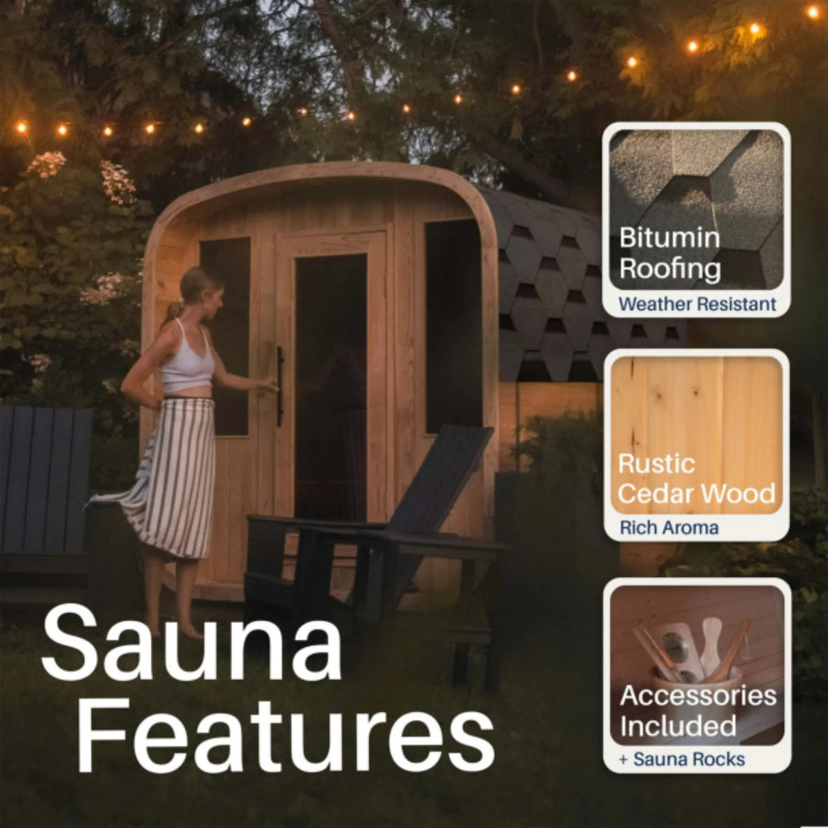 ALEKO Arnica Rustic Cedar Outdoor Sauna (4 People)