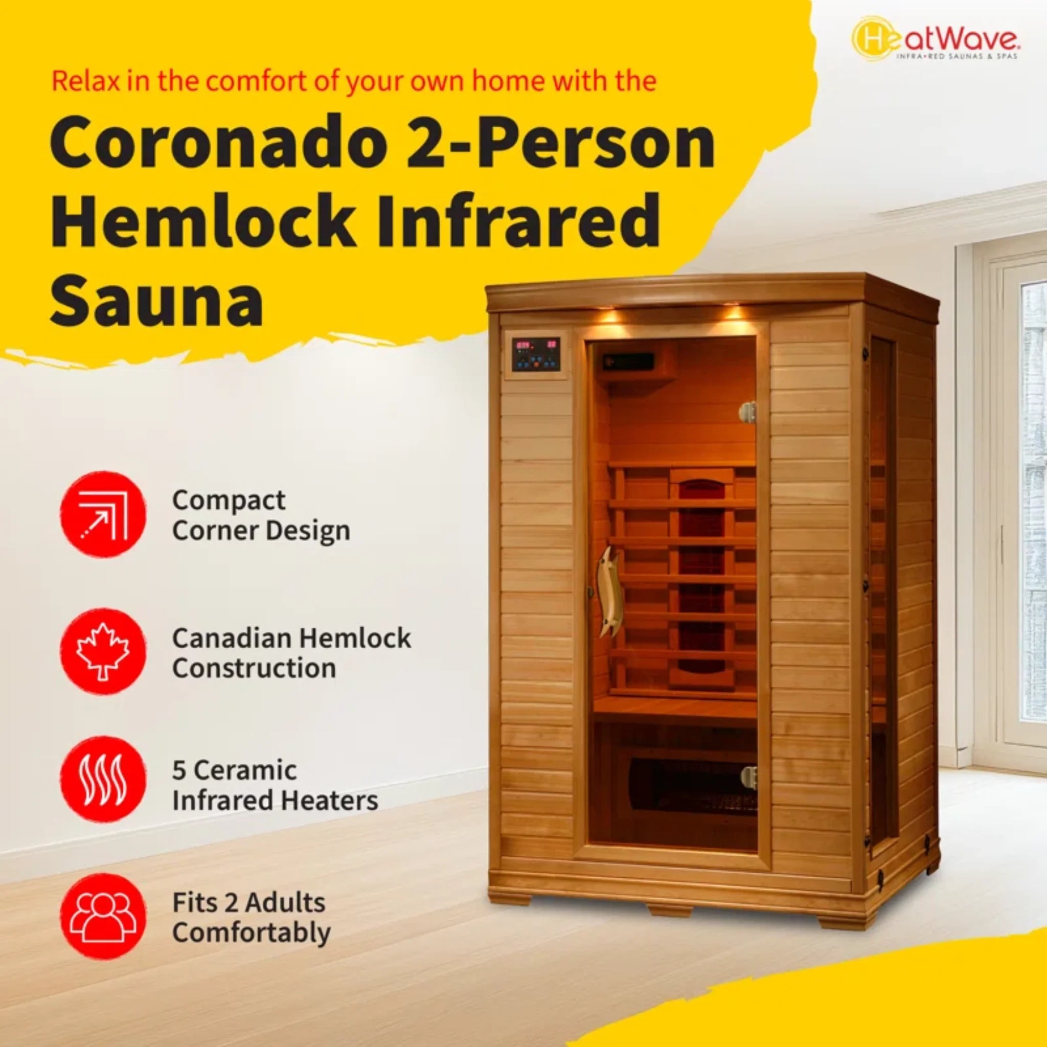 Heatwave Hemlock Infrared Sauna (2 Person)