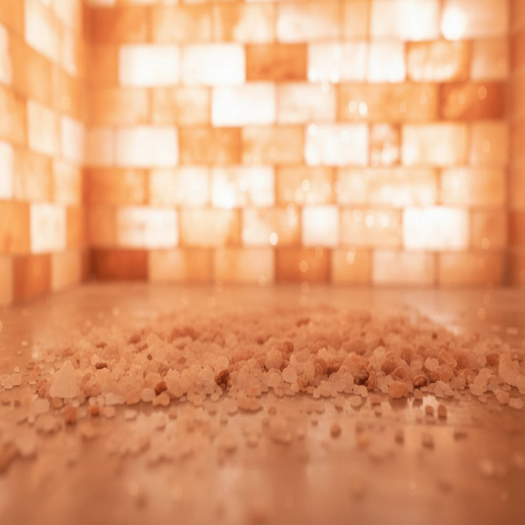Salt on the floor in a salt sauna