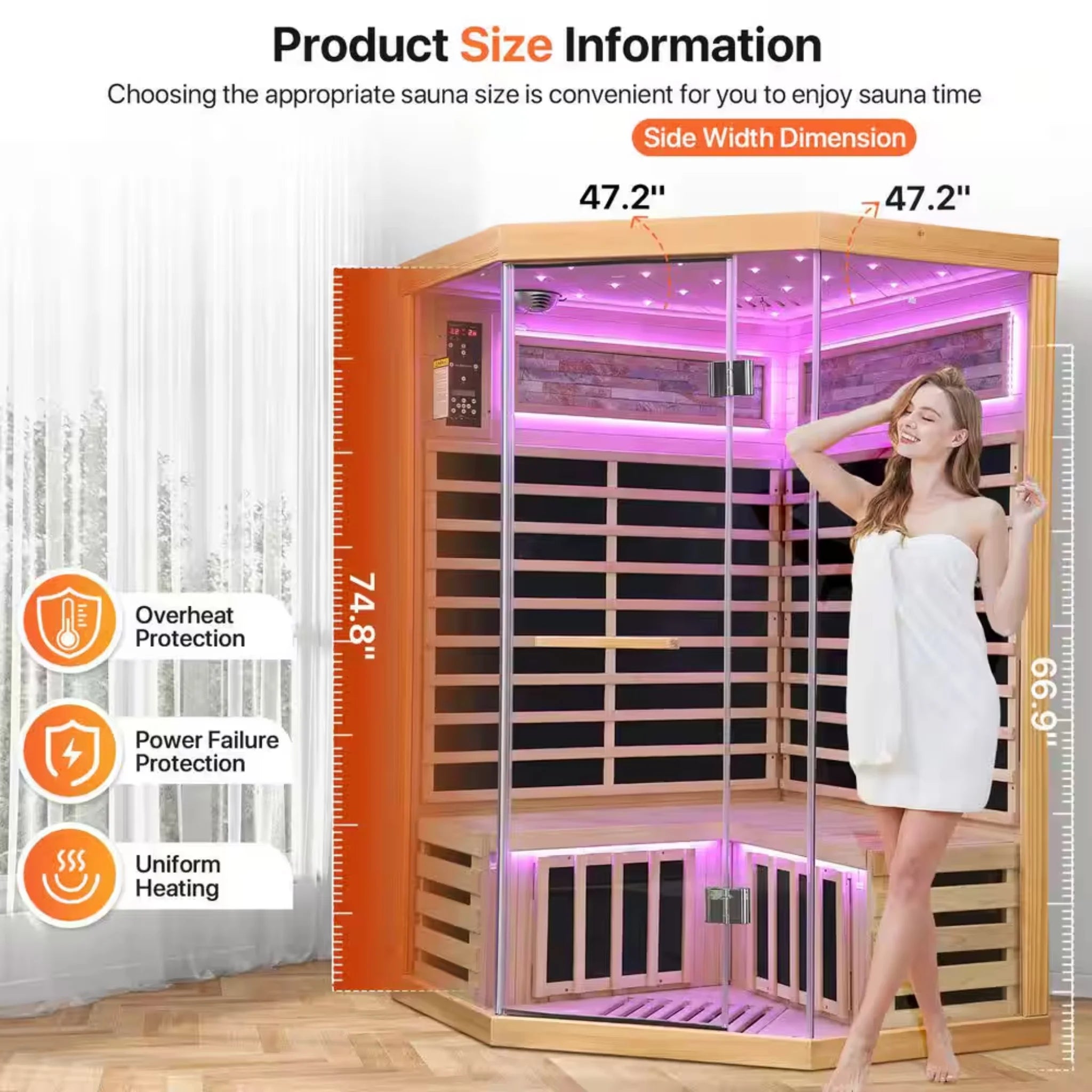 Spygo Moray Hemlock Infrared Sauna (2-3 Person, Corner Unit)