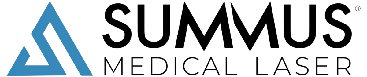 Summus Medical Laser logo with a blue triangular S design.